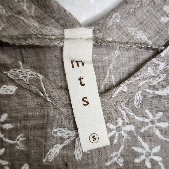 mts Top Tan Embroidered 100% Cotton Lightweight Oversized Western Boho Cowgirl S - Picture 4 of 5